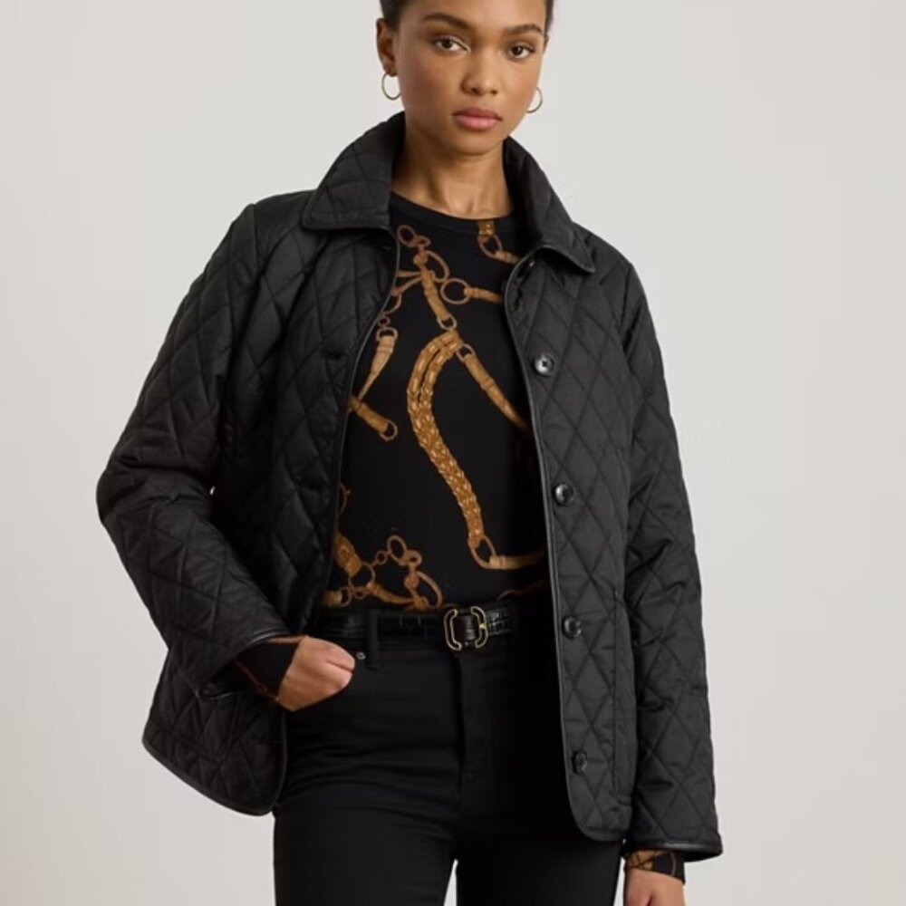 🖤Ralph Lauren Black Quilted Button-Up Jacket – Size S 🖤